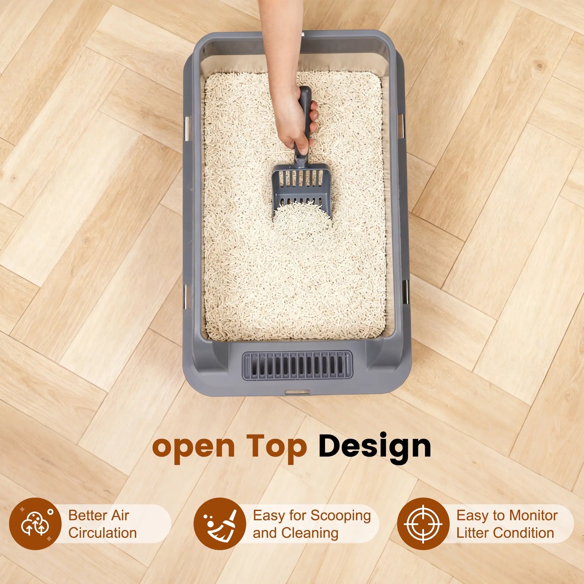 Topyangs Stainless Steel Cat Litter Box, Extra Large High Sided Litter Pan for Multi-Cat Household, Non-Stick Easy Clean Kitty Litter Basin with Free Scoop#Summervibes #Petlovers