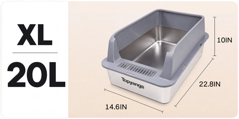 XL Stainless Steel Cat Litter Box with Free Scoop