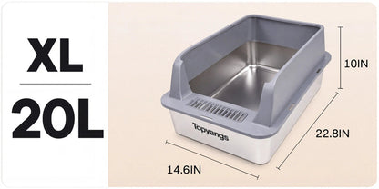 XL Stainless Steel Cat Litter Box with Free Scoop